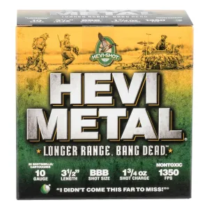 HEVI-Metal HS37508 HEVI-Metal Longer Range 10 Gauge 3.50 in 1 3/4 oz BBB Shot 25 Per Box/ 10 Cs