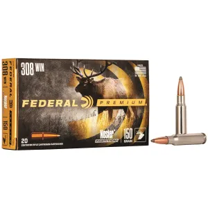 Federal P308S Premium 308Win 150gr Nosler Partition 20 Per Box/10 Case Centerfire, Rifle Ammunition