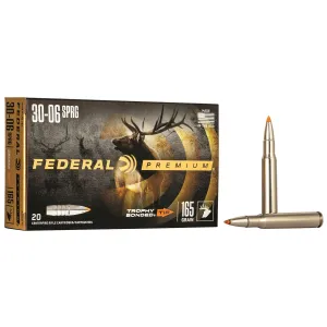 Federal P3006TT2 Premium 30-06Springfield 165gr Trophy Bonded Tip 20 Per Box/10 Case Centerfire, Rifle Ammunition