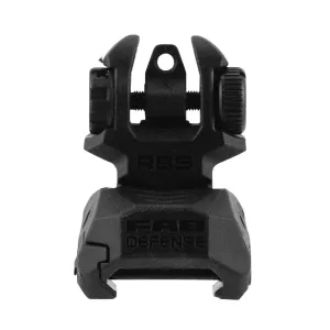 FAB Defense FXRBS Rear Back-Up Sight for AR-15/ M16/ M4 Dual Aperture Low Folded Profile Spring-Locked Deployment Black Polymer & Metal