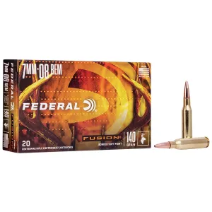 Federal F708FS1 Fusion 7mm-08Rem 140gr Bonded Soft Point 20 Per Box/10 Case Centerfire, Rifle Ammunition