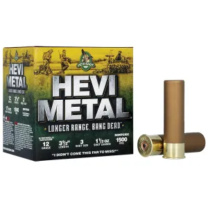 HEVI-Metal HS38503 HEVI-Metal Longer Range 12Gauge 3.50 in 1 1/2oz 3Shot 25 Per Box/10 Case, Shotgun Shells
