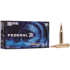 Federal 7RA Power-Shok 7mmRemMag 150gr Jacketed Soft Point 20 Per Box/10 Case Centerfire, Rifle Ammunition