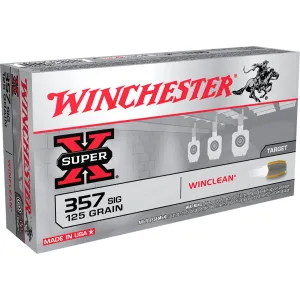 Winchester WC357SIG Super X 357Sig 125gr Winclean Brass Enclosed Base 50 Per Box/10 Case Centerfire, Handgun Ammunition