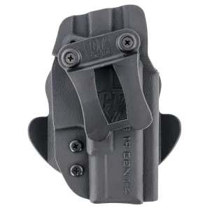 Comp-Tac C669GL051RBKN Dual Concealment IWB/OWB Black Kydex Belt Clip Compatible w/Glock 19 Gen1-4 Right Hand