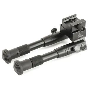 Leapers, Inc. - UTG Shooter's SWAT Bipod, Fits Picatinny Rail or Swivel Stud, 6.2 in - 6.7 in, Tactical Low Profile with Adjustable Height, Black TL-BP28S