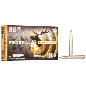 Federal P3006TT1 Premium 30-06Springfield 180gr Trophy Bonded Tip 20 Per Box/10 Case Centerfire, Rifle Ammunition