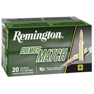 Remington 21485 Premier Match 308Win 168gr Sierra MatchKing BTHP 20 Per Box/10 Case Centerfire, Rifle Ammunition