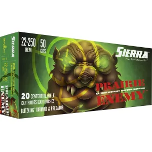 Sierra Bullets Prairie Enemy A1451--14, 22-250 Remington, 50Gr, BlitzKing, 20 Round Box A1451--14
