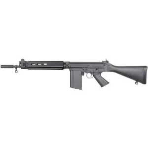 DSA FAL SA58 Carbine SA5816CA, 308 Win, 16.25 in Bipod-Cut BBL, Semi-Auto, Black Fixed Stock, Black Finish, Threaded Belgian Flashhider, 20+1 Rds
