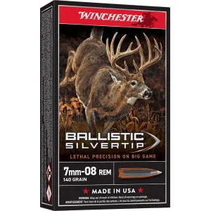 Winchester SBST708 Ballistic Silvertip 7mm-08Rem 140gr Rapid Controlled Expansion Polymer Tip 20 Per Box/10 Case Centerfire, Rifle Ammunition