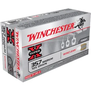 Winchester WC3571 Super X 357Mag 125gr Winclean Brass Enclosed Base 50 Per Box/10 Case Centerfire, Handgun Ammunition