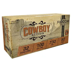 Fiocchi 32LA Cowboy Action 32S&WLong 100gr Lead Wadcutter 50 Per Box/20 Case Centerfire, Handgun Ammunition