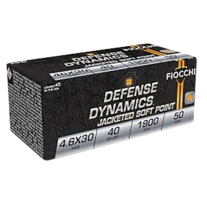 Fiocchi 46EXB Defense Dynamics 4.6x30mmH&K 40gr Jacketed Soft Point 50 Per Box/20 Case Centerfire, Rifle Ammunition
