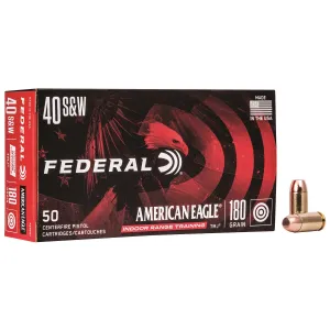 Federal AE40N1 American Eagle Indoor Range Training 40S&W 180gr Total Metal Jacket 50 Per Box/20 Case Centerfire, Handgun Ammunition