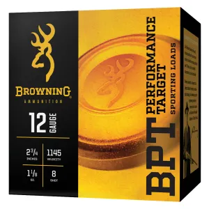 Browning Ammo B193601228 BPT Performance Target Handicap 12 Gauge 2.75 in 1 1/8 oz 8 Shot 100 Per Box/ 2 Cs