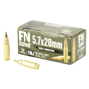 FN America Gunner, Target Ammunition, 5.7X28MM, 40 Grain, Full Metal Jacket, 50 Round Box 10700031