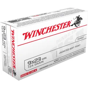 Winchester Q4304 USA 9x23Win 124gr Jacketed Soft Point 50 Per Box/10 Case Centerfire, Handgun Ammunition
