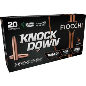 Fiocchi 7MM08CHA Knock Down Enviro Shield 7mm-08Rem 140gr Hollow Point 20 Per Box/10 Case, Centerfire Rifle Ammo