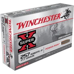 Winchester X257P3 Super X 257Roberts 117gr Power Point 20 Per Box/10 Case Centerfire, Rifle Ammunition