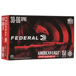 Federal AE3006M1 American Eagle M1 Grand 30-06Springfield 150gr Full Metal Jacket 20 Per Box/10 Case Centerfire, Rifle Ammunition