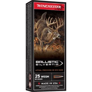 Winchester SBST25WSS Ballistic Silvertip 25WSSM 85gr Fragmenting Polymer Tip 20 Per Box/10 Case Centerfire, Rifle Ammunition