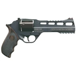 Chiappa 340314 Rhino 60DS Gen II 9mm Luger 6 Shot 6 in Slate Cerakote Black Steel Vent Rib Barrel & Cylinder, Slate Cerakote Aluminum Frame, Black/Gray Finger Grooved Laminate Grip, Exposed Hammer , Revolver