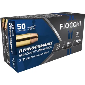 Fiocchi 32XTP Hyperformance 32 ACP 60 gr Hornady XTP Hollow Point 50 Per Box/ 10 Cs