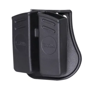 Century Arms Double Mag Pouch PACN0379, Matte Finish, Black, Polymer Construction, Fits Double Stack 9mm Mags PACN0379