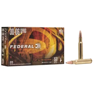 Federal F3006FS1 Fusion 30-06Springfield 150gr Bonded Soft Point 20 Per Box/10 Case Centerfire, Rifle Ammunition