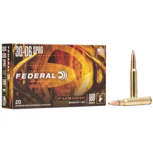 Federal F3006FS3 Fusion 30-06Springfield 180gr Bonded Soft Point 20 Per Box/10 Case Centerfire, Rifle Ammunition