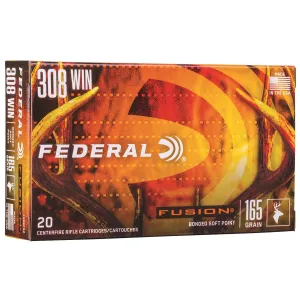 Federal F308FS2 Fusion 308Win 165gr Bonded Soft Point 20 Per Box/10 Case Centerfire, Rifle Ammunition