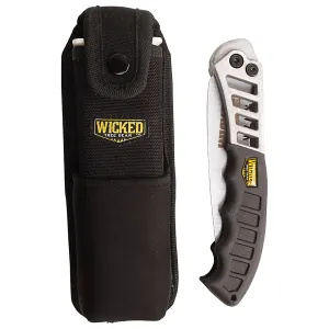 Wicked Tree Gear WTG003 Combo Pack Folding Saw 7 in High Carbon Steel Blade/Black Overmolded Aluminum Handle Includes Scabbard