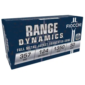 Fiocchi 357SIGAP Range Dynamics 357Sig 124gr Full Metal Jacket 50 Per Box/20 Case Centerfire, Handgun Ammunition