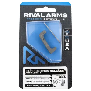 Rival Arms RARA72G006D Magazine Release Extended Matte Anodized Gray Aluminum for Glock 44
