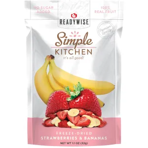 ReadyWise SK05009 Simple Kitchen Freeze Dried Fruit Strawberry & Bananas 1 Serving Pouch 6 Per Case