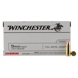 Winchester Ammo Q4318 USA 9mm Luger 124 gr Full Metal Jacket 50 Per Box/ 10 Case