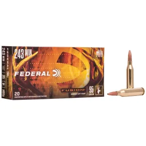 Federal F243FS1 Fusion 243Win 95gr Bonded Soft Point 20 Per Box/10 Case Centerfire, Rifle Ammunition