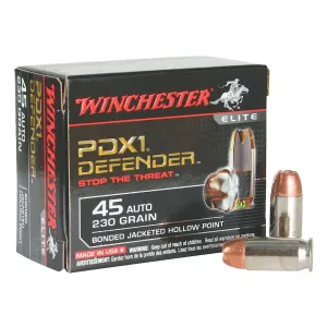 Winchester S45PDB Defender 45ACP 230gr Bonded Jacket Hollow Point 20 Per Box/10 Case Centerfire, Handgun Ammunition