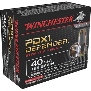 Winchester S40SWPDB Defender 40S&W 165gr Bonded Jacket Hollow Point 20 Per Box/10 Case Centerfire, Handgun Ammunition