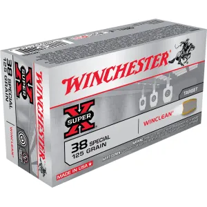Winchester WC381 Super X 38Special 125gr Winclean Brass Enclosed Base 50 Per Box/10 Case Centerfire, Handgun Ammunition