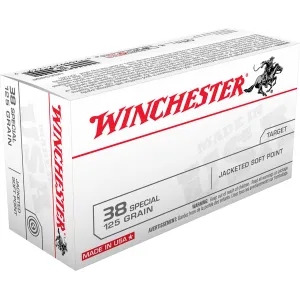 Winchester USA38SP USA 38Special 125gr Jacketed Soft Point 50 Per Box/10 Case Centerfire, Handgun Ammunition