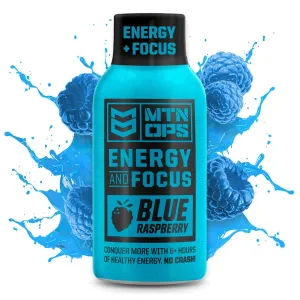 Mtn Ops 1103630512 Energy Shot Blue Raspberry Liquid 2 oz Bottle 12 Per Pack