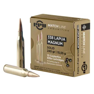 PPU PPM338 Match 338LapuaMag 240gr Copper Solid 10 Per Box/20 Case Centerfire, Rifle Ammunition