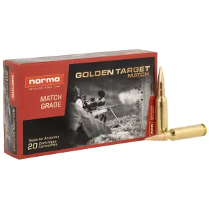 Norma Ammunition 10166522 Dedicated Precision Golden Target Match 6.5Creedmoor 143gr BTHP 20 Per Box/10 Case, Centerfire Rifle Ammo