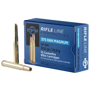 PPU PP375S Standard 375H&HMag 300gr Soft Point Round Nose 10 Per Box/20 Case Centerfire, Rifle Ammunition