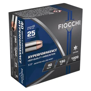 Fiocchi 40XTPB25 Hyperformance 40 S&W 180 gr Hornady XTP Hollow Point 25 Per Box/ 20 Cs
