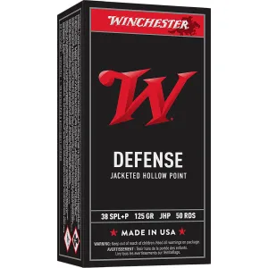 Winchester USA38JHP USA 38Special+P 125gr Jacketed Hollow Point 50 Per Box/10 Case Centerfire, Handgun Ammunition