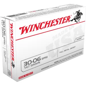 Winchester USA3006 USA 30-06Springfield 147gr Full Metal Jacket 20 Per Box/10 Case Centerfire, Rifle Ammunition