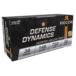 Fiocchi 38E Defense Dynamics 38Special 148gr Jacketed Hollow Point 50 Per Box/20 Case Centerfire, Handgun Ammunition